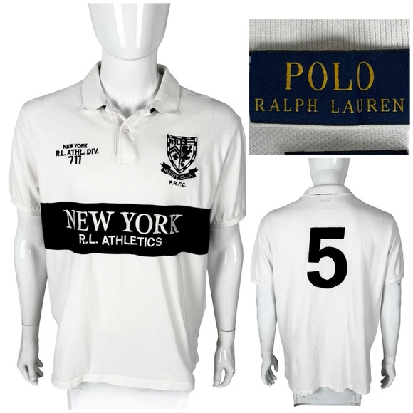 Polo Ralph Lauren Other - Polo Ralph Lauren Mens 2XL Polo Shirt White Black 100% Cotton #5 Custom Fit